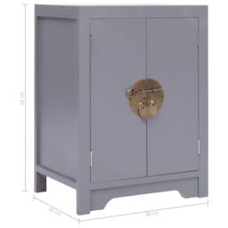 Berkfield Home Decorative Bedside Cabinet Grey 38x28x52 cm Paulownia Wood - Size: 38 x 28 x 52 cm - thumbnail 7