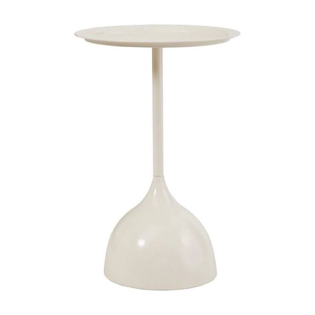FLAVORA Cream-Round Coffee Table Metal Iron Side Desk in Cream - Size: 0.6m2 - image 1