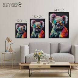 "Artery8 Koala Bear With Sunglasses Modern Framed Canvas Wall Art Print - Size: W12"" x H16""" - thumbnail 4