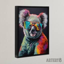 "Artery8 Koala Bear With Sunglasses Modern Framed Canvas Wall Art Print - Size: W12"" x H16""" - thumbnail 2