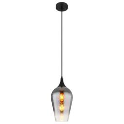 Netlighting Lavus Dome Pendant Ceiling Light Matt Black Chromed Glass Shade 1x E27