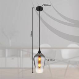 Netlighting Lavus Dome Pendant Ceiling Light Matt Black Chromed Glass Shade 1x E27 - thumbnail 6