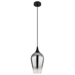 Netlighting Lavus Dome Pendant Ceiling Light Matt Black Chromed Glass Shade 1x E27 - thumbnail 2