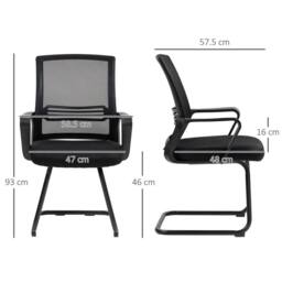 NESTLUNE Meeting Office Chair, Mesh Reception Chair in Black - Size: 100 cm x 15 cm - thumbnail 2