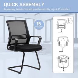 NESTLUNE Meeting Office Chair, Mesh Reception Chair in Black - Size: 100 cm x 15 cm - thumbnail 4