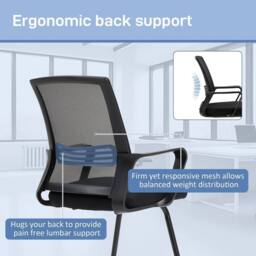 NESTLUNE Meeting Office Chair, Mesh Reception Chair in Black - Size: 100 cm x 15 cm - thumbnail 5