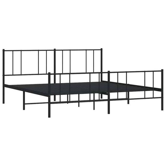 Berkfield Home Metal Bed Frame with Headboard & Footboard Black 120x190 cm Sma… - Size: Super King - image 1