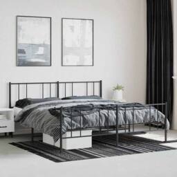 Berkfield Home Metal Bed Frame with Headboard & Footboard Black 120x190 cm Sma… - Size: Super King - thumbnail 4
