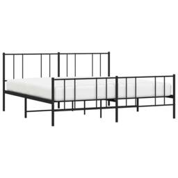 Berkfield Home Metal Bed Frame with Headboard & Footboard Black 120x190 cm Sma… - Size: Super King - thumbnail 5