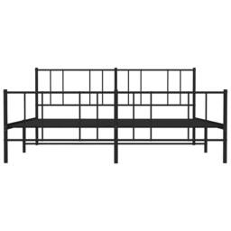Berkfield Home Metal Bed Frame with Headboard & Footboard Black 120x190 cm Sma… - Size: Super King - thumbnail 6