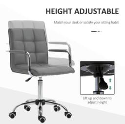STILVORA Grey Faux Leather Desk Chair with Metal Base - thumbnail 4