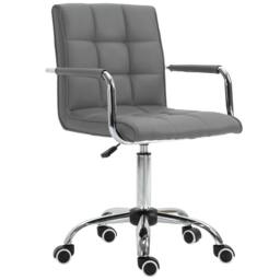 STILVORA Grey Faux Leather Desk Chair with Metal Base - thumbnail 3