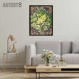 "Artery8 Art Nouveau Ivy Leaves Painting Hibberd Black Framed Canvas Wall Art in Green - Size: W12"" x H16""" - thumbnail 3