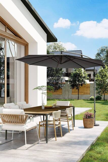 Garden Sanctuary Garden 3m Banana Parasol Large Cantilever in Dark Grey - image 1