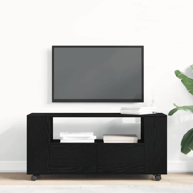 Berkfield Home TV Cabinet with Wheels Black Oak 102x34.5x43 cm Engineered Wood - image 1