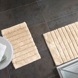 Allure Bath Fashions Ribbed Two Piece Bath Mat Set - 100% Cotton in Beige - thumbnail 2