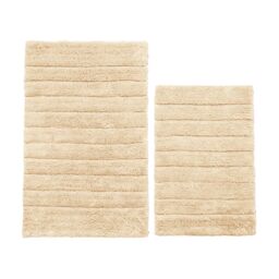 Allure Bath Fashions Ribbed Two Piece Bath Mat Set - 100% Cotton in Beige - thumbnail 1