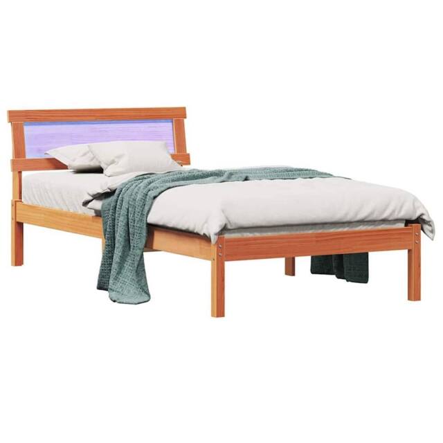 Berkfield Home Modern with LED Strip Lights with Headboard Wax brown 75 x 190 cm - image 1