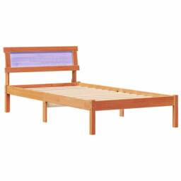 Berkfield Home Modern with LED Strip Lights with Headboard Wax brown 75 x 190 cm - thumbnail 3