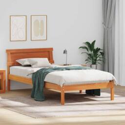 Berkfield Home Modern with LED Strip Lights with Headboard Wax brown 75 x 190 cm - thumbnail 2