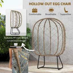 Wyld Haus Nepa Freestanding Rattan Egg Chair Brown Grey Cushions & Cup Holder - thumbnail 5