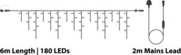 Xmas Haus Icicle lights Black Rubber 60/40/20 Drop 6M Cool White - thumbnail 2