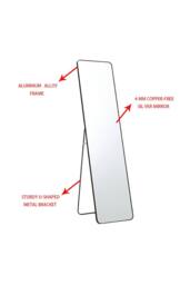 Garden Sanctuary Modern Rectangular Metal Floor Mirror in Black - thumbnail 7