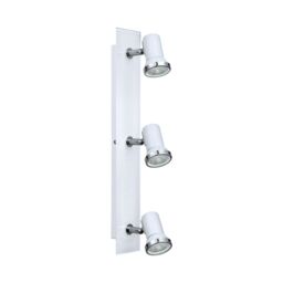 Loops Wall Flush Ceiling Light IP44 Bathroom Colour White Chrome Bulb GU10 3x3.3W Incl - thumbnail 1