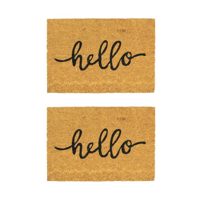 Nicola Spring Coir Door Mats - 60 x 40cm - Hello - Set of 2 - Size: 40 cm x 60 cm - image 1