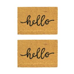 Nicola Spring Coir Door Mats - 60 x 40cm - Hello - Set of 2 - Size: 40 cm x 60 cm - thumbnail 1