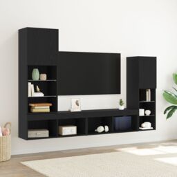 Berkfield Home LED TV Cabinet Black Oak 30.5x30x102 cm Engineered Wood - thumbnail 1