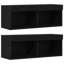 Berkfield Home LED TV Cabinet Black Oak 30.5x30x102 cm Engineered Wood - thumbnail 6