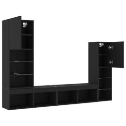 Berkfield Home LED TV Cabinet Black Oak 30.5x30x102 cm Engineered Wood - thumbnail 5