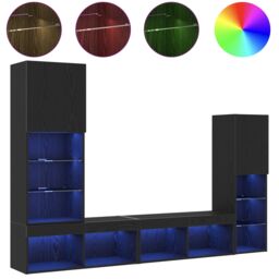 Berkfield Home LED TV Cabinet Black Oak 30.5x30x102 cm Engineered Wood - thumbnail 4
