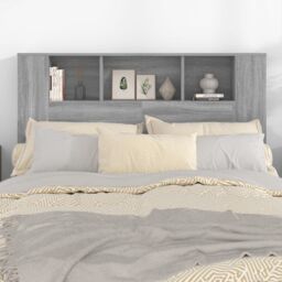 Berkfield Home Headboard Cabinet Grey Sonoma 140x18.5x104.5 cm - thumbnail 5