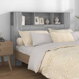 Berkfield Home Headboard Cabinet Grey Sonoma 140x18.5x104.5 cm - thumbnail 1