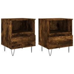 Berkfield Home Bedside Cabinets 2 pcs Smoked Oak 40x35x50 cm Engineered Wood in Brown - Size: 40 x 35 x 50 cm - thumbnail 1