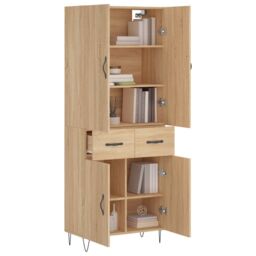 Berkfield Home Highboard Sonoma Oak 69.5x34x180 cm Engineered Wood in Brown - thumbnail 3