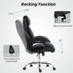 STILVORA Black Executive Office Chair with Adjustable Height - thumbnail 8