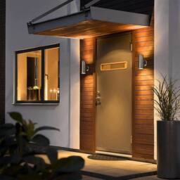 ATEK 2 Pack Silver Stainless Steel Double Wall Light IP65 Up Down Outdoor Wall Light Outdoor Wall Lights Mains Powered Waterproof - thumbnail 6