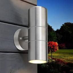 ATEK 2 Pack Silver Stainless Steel Double Wall Light IP65 Up Down Outdoor Wall Light Outdoor Wall Lights Mains Powered Waterproof - thumbnail 7
