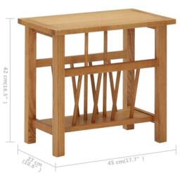 Berkfield Home Magazine Table 45x27x42 cm Solid Oak Wood in Light Brown - Size: 45 x 27 x 42 cm - thumbnail 6