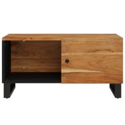 Berkfield Home Coffee Table 80x50x40 cm Solid Wood Acacia&Engineered Wood in Brown - Size: 80 x 50 x 40 cm - thumbnail 4