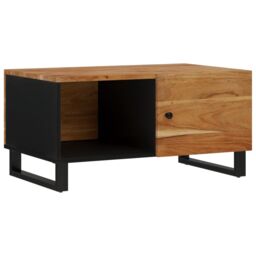 Berkfield Home Coffee Table 80x50x40 cm Solid Wood Acacia&Engineered Wood in Brown - Size: 80 x 50 x 40 cm - thumbnail 2