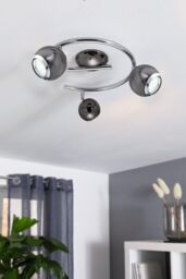 Eglo Bimeda LED Nickel-Nero & Chrome Ceiling Light in Silver - thumbnail 2