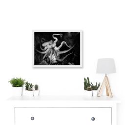 Artery8 Animal Photo Aquatic Marine Octopus Black White Artwork Framed Wall Art Print A4 - thumbnail 2