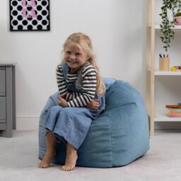 icon Kids Kingston Velvet Bean Bag Chair Dusk Pink Childrens Bean Bags in Light Blue - thumbnail 2