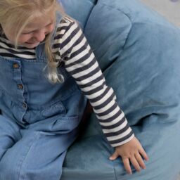 icon Kids Kingston Velvet Bean Bag Chair Dusk Pink Childrens Bean Bags in Light Blue - thumbnail 3