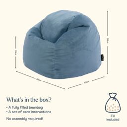 icon Kids Kingston Velvet Bean Bag Chair Dusk Pink Childrens Bean Bags in Light Blue - thumbnail 6