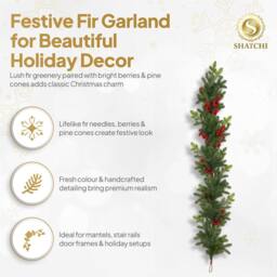 Shatchi 180cm Garland for Home Christmas Decoration in Green - Size: 180 cm - thumbnail 4
